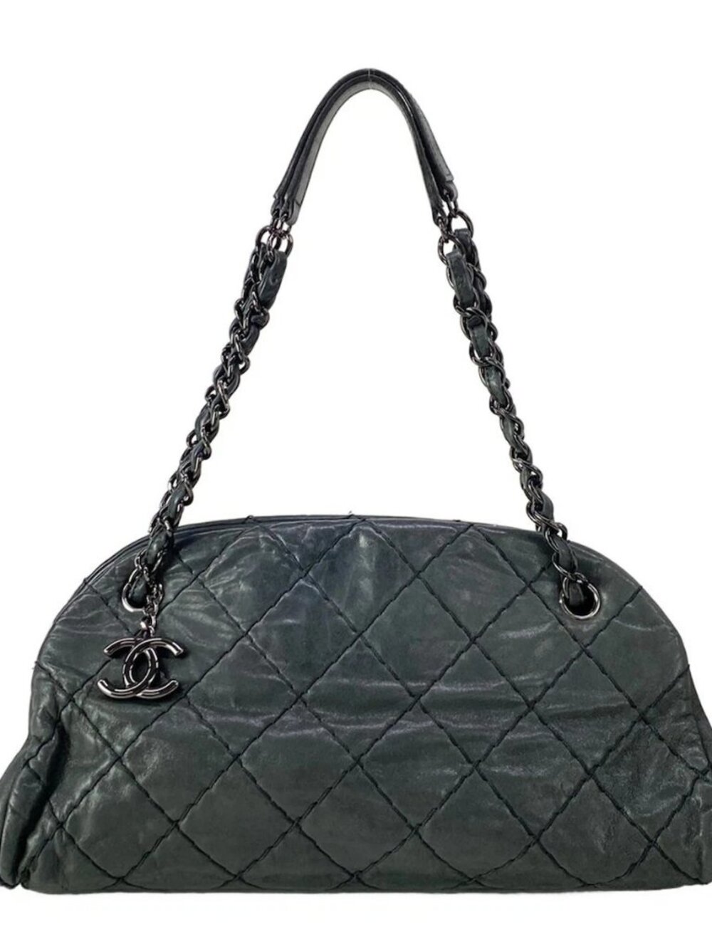 CHANEL Mademoiselle Bowling A50557 Black iridescent leather Shoulder Bag
